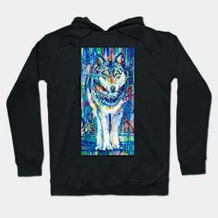 WOLF STANDING - watercolor portrait Hoodie